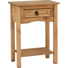 Corona 1 Drawer Console Table with Shelf Distressed Waxed Pine