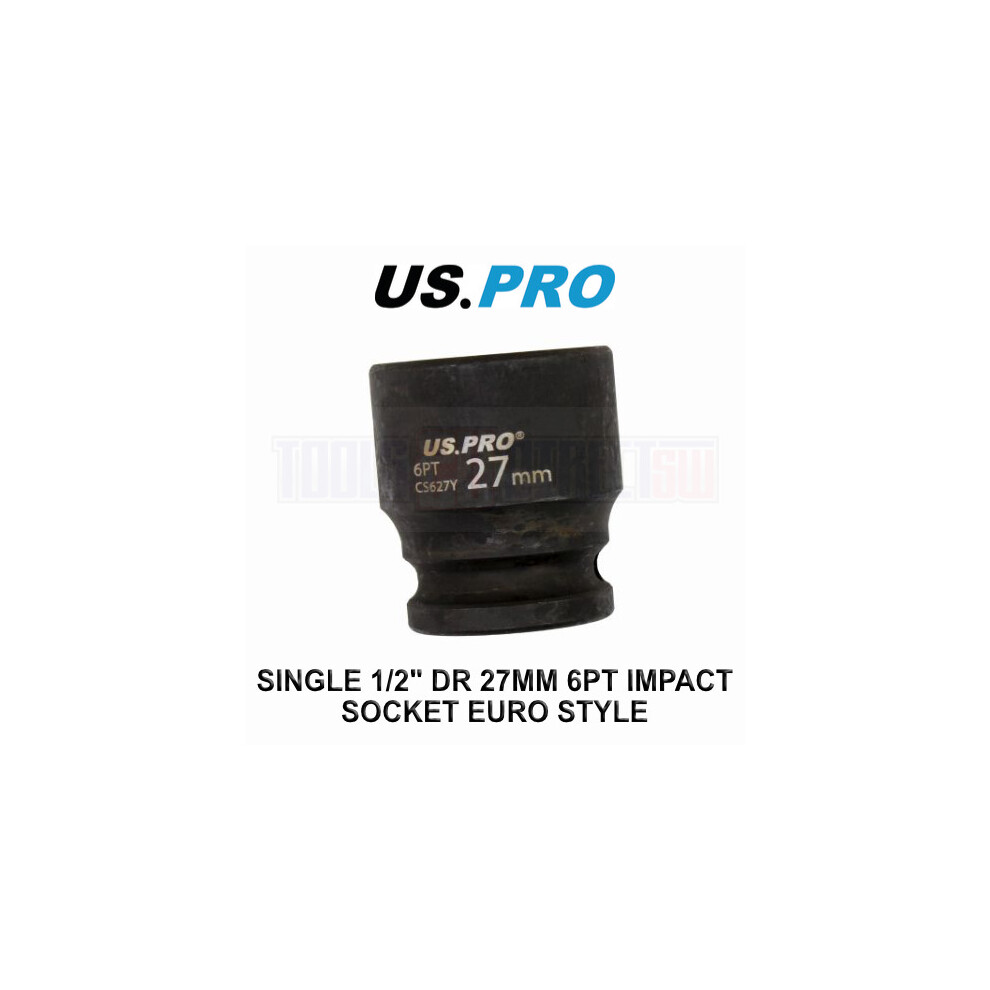 US PRO Tools 27mm Impact Socket 1/2" Drive 6 Point Single Hex 3827