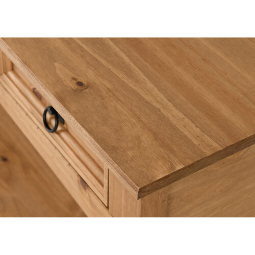 Corona 3 Drawer Console Table With Shelf Distressed Waxed Pine 1
