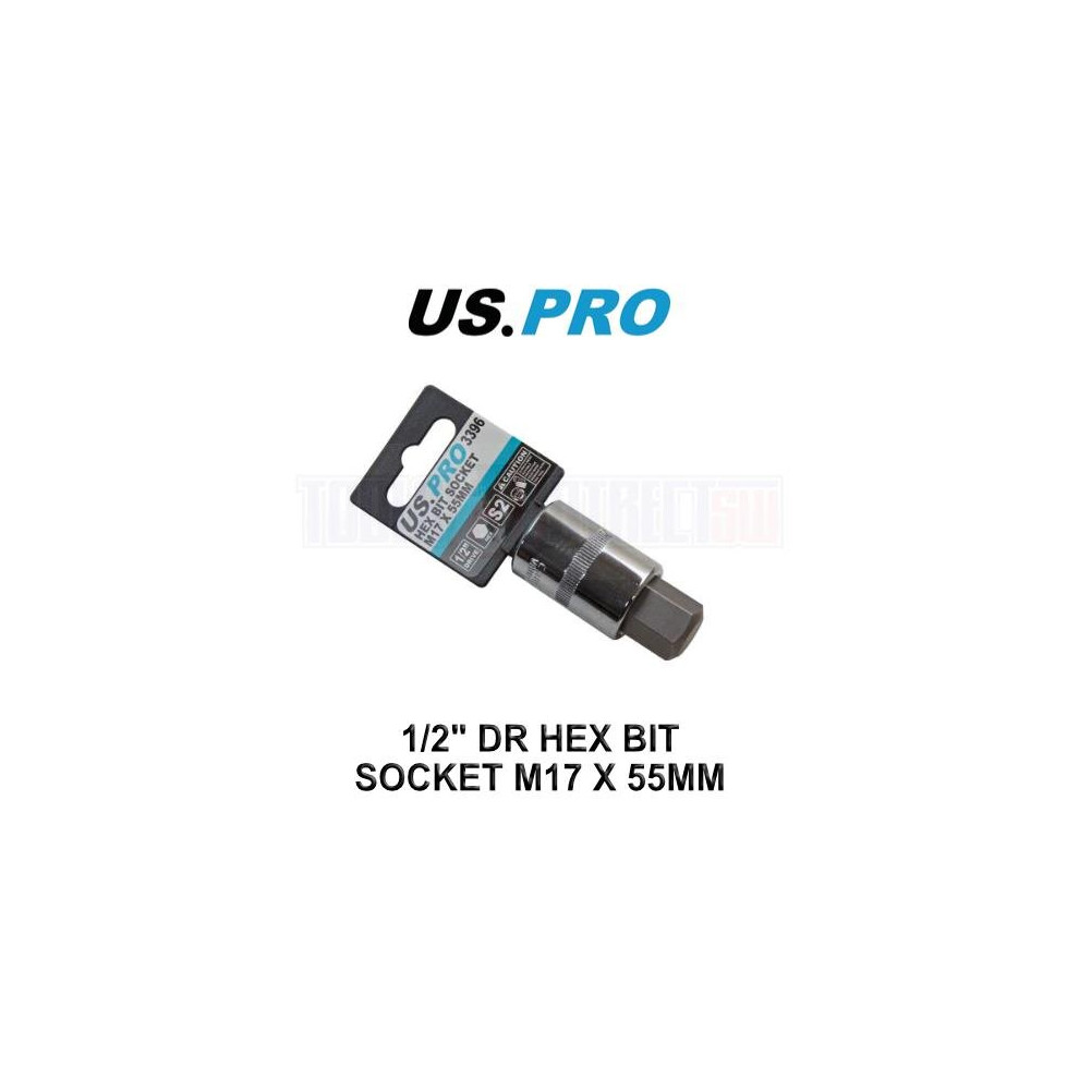 US PRO Tools Single 1/2" dr Hex Allen Bit Socket M17 X 55mm 3396