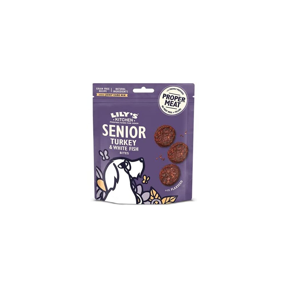 Lily's Kitchen Senior Dog Meaty Treats Free Turkey & Fish Bites (8 X 70G) Grain/White
