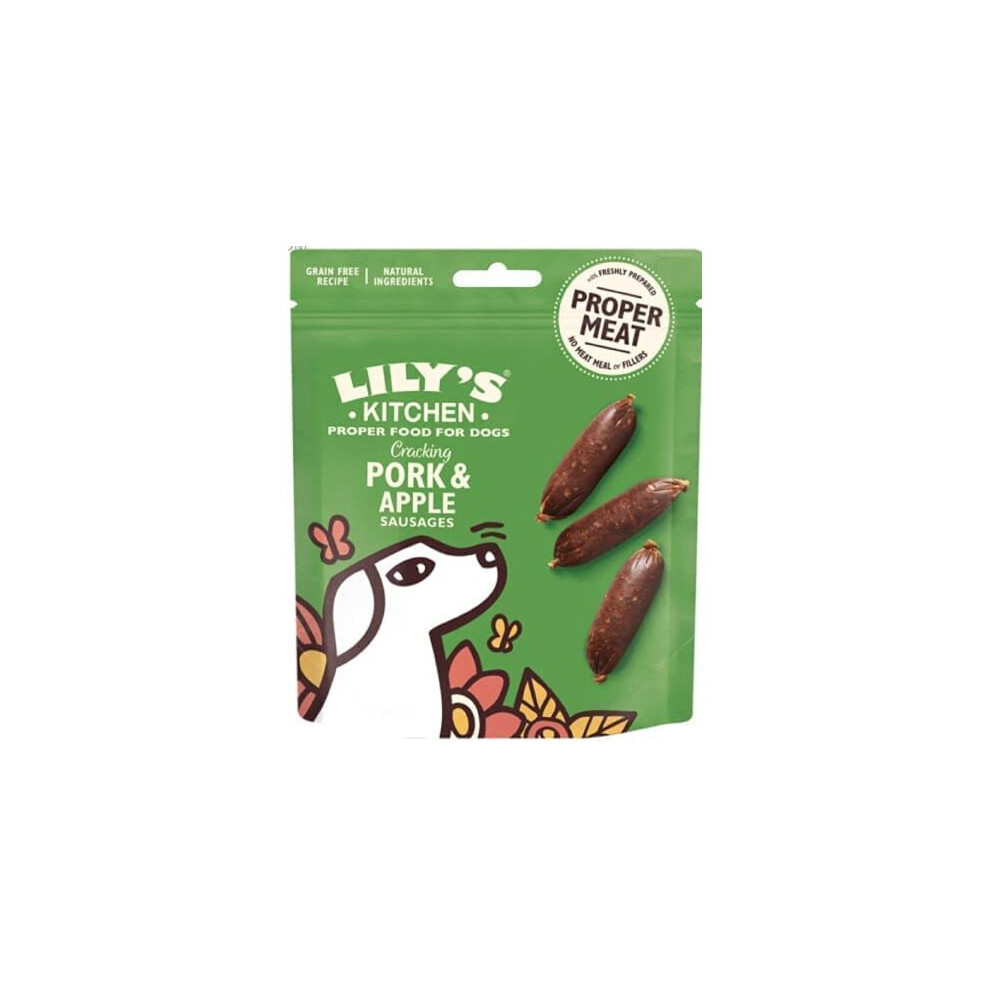 Lily's Kitchen Dog Meaty Treats Cracking Pork and Apple Sausages 70 g,Pack of 8