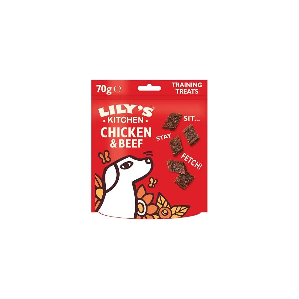 Lily's Kitchen Dog Meaty Treats Grain Free Adult Chicken & Beef Training Treats (8 X 70g), Brown