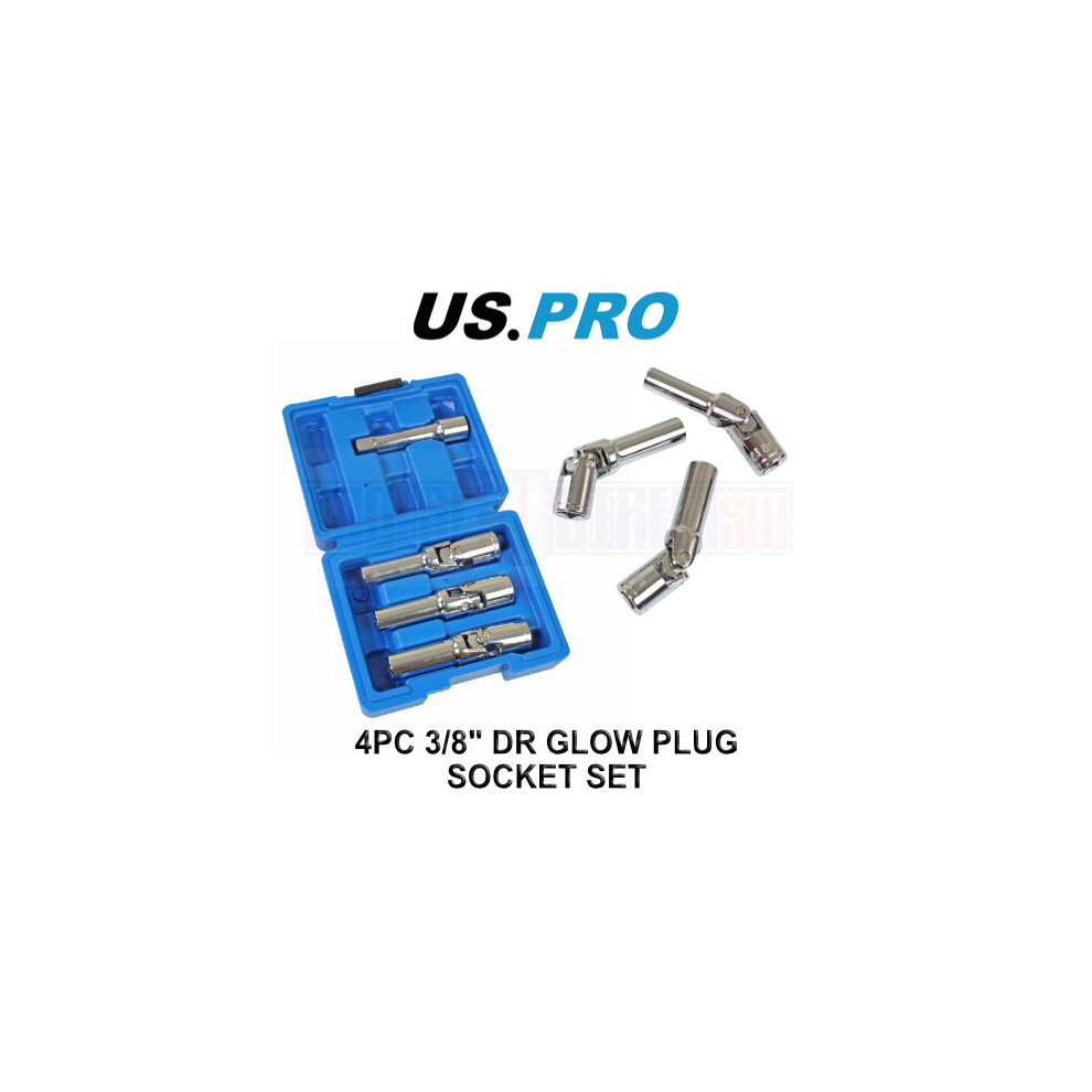 US PRO Tools 3pc Glow Plug Deep UJ Socket Set 8mm 10mm 12mm 3/8" Drive 5639