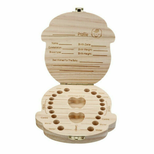 Jungen Lagerung Kinder Kind Baby Zahn Keepsake hölzerne Box speichern Zähne Geschenk 2
