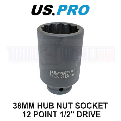 us pro US PRO Tools 38mm 1/2" Drive Axle Hub Nut Socket 12 Point Deep Impact Socket 3488