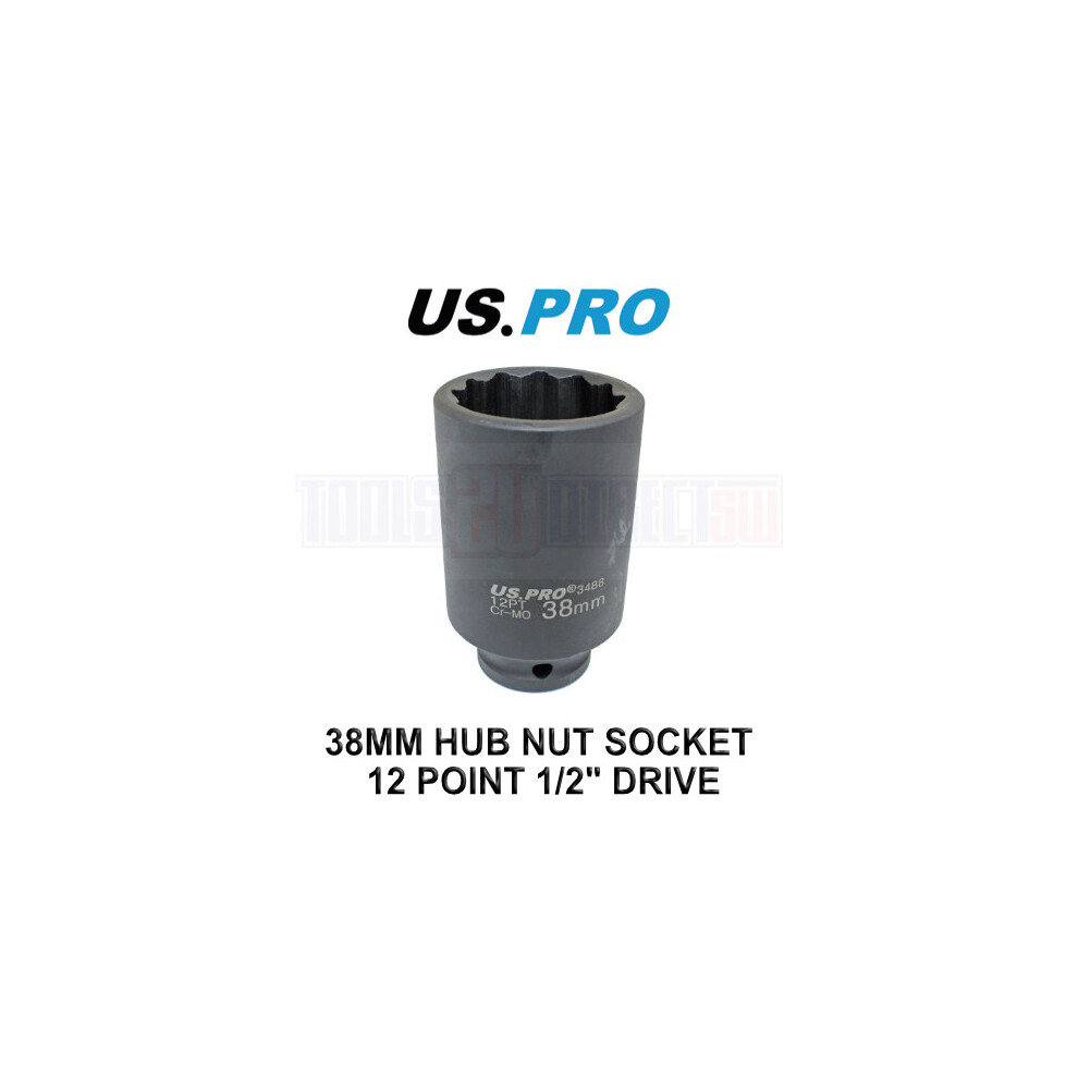 US PRO Tools 38mm 1/2" Drive Axle Hub Nut Socket 12 Point Deep Impact Socket 3488