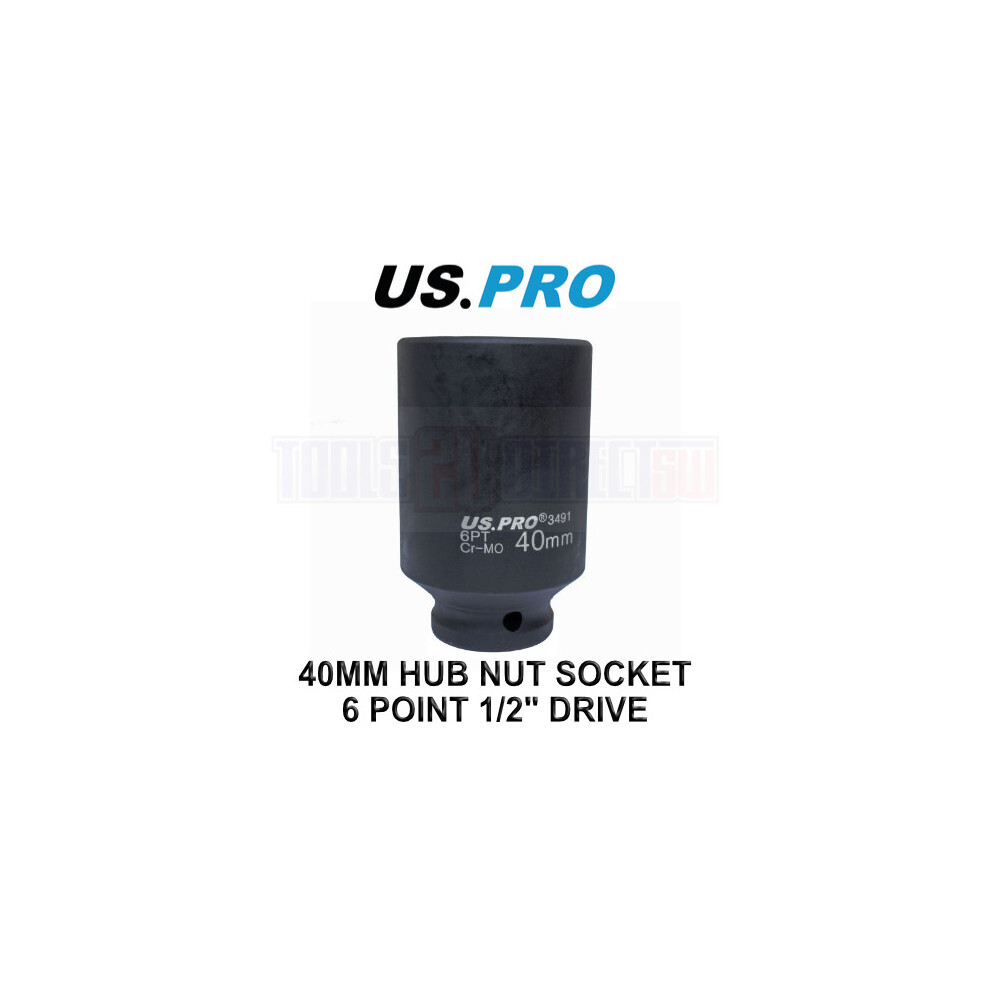 Us Pro Tools 40Mm 1/2" Dr 6 Point Deep Hub Nut Socket, Gearbox Etc 3491 5060599866994