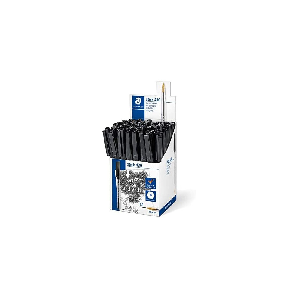 STAEDTLER Stick 430 M-9CP5 Ballpoint Pen Medium - Black (Box of 50)