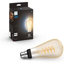 Philips Hue White Ambiance Filament Single Smart LED ST64 Large Bulb [B22 Bayonet Cap] - 550 Lumens. Works with Alexa, Google Assistant and Apple