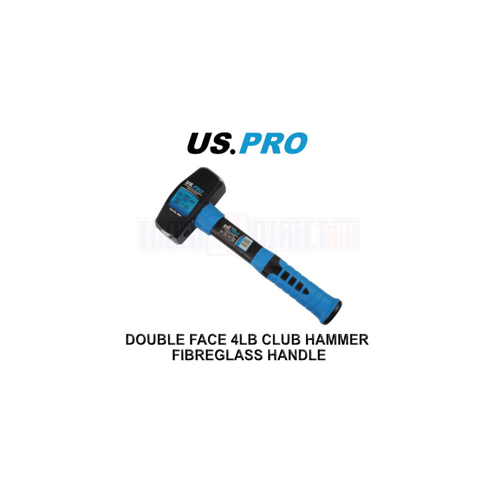 US PRO Tools 1.8kg 4lb Lump Sledge Club Hammer With Fibreglass Handle 4501