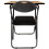 (Teak, Silver Frame-Black Seat) Classroom Study Desk Folding Table & Chair 2