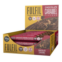 FULFIL Vitamin and Protein Bar (15 x 55g Bars) — Chocolate Caramel Flavour — 20g High Protein, 9 Vitamins, Low Sugar