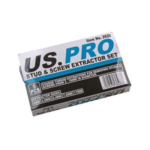 us pro US PRO Tools Stud and Screw Extractor Remover Set Easy Out 5PC 3MM -18MM 2628 2