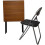 (Teak, Silver Frame-Black Seat) Classroom Study Desk Folding Table & Chair 1
