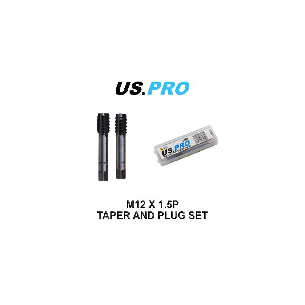 US PRO Tools M12 X 1.5P Taper & Plug Set ( Tap & Die ) 2659