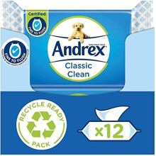 Andrex Classic Clean Washlets - Toilet Tissue Wet Wipes with Micellar Water - Flushable Washlets for a Shower Fresh Clean - Biodegradable and