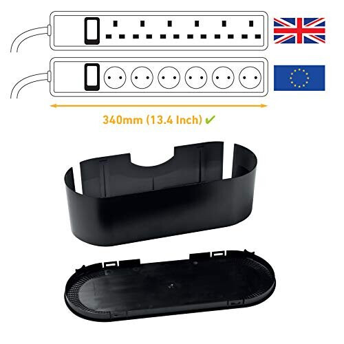 DLine Cable Tidy Box, Hide & Conceal Extension Blocks, Desk Cable