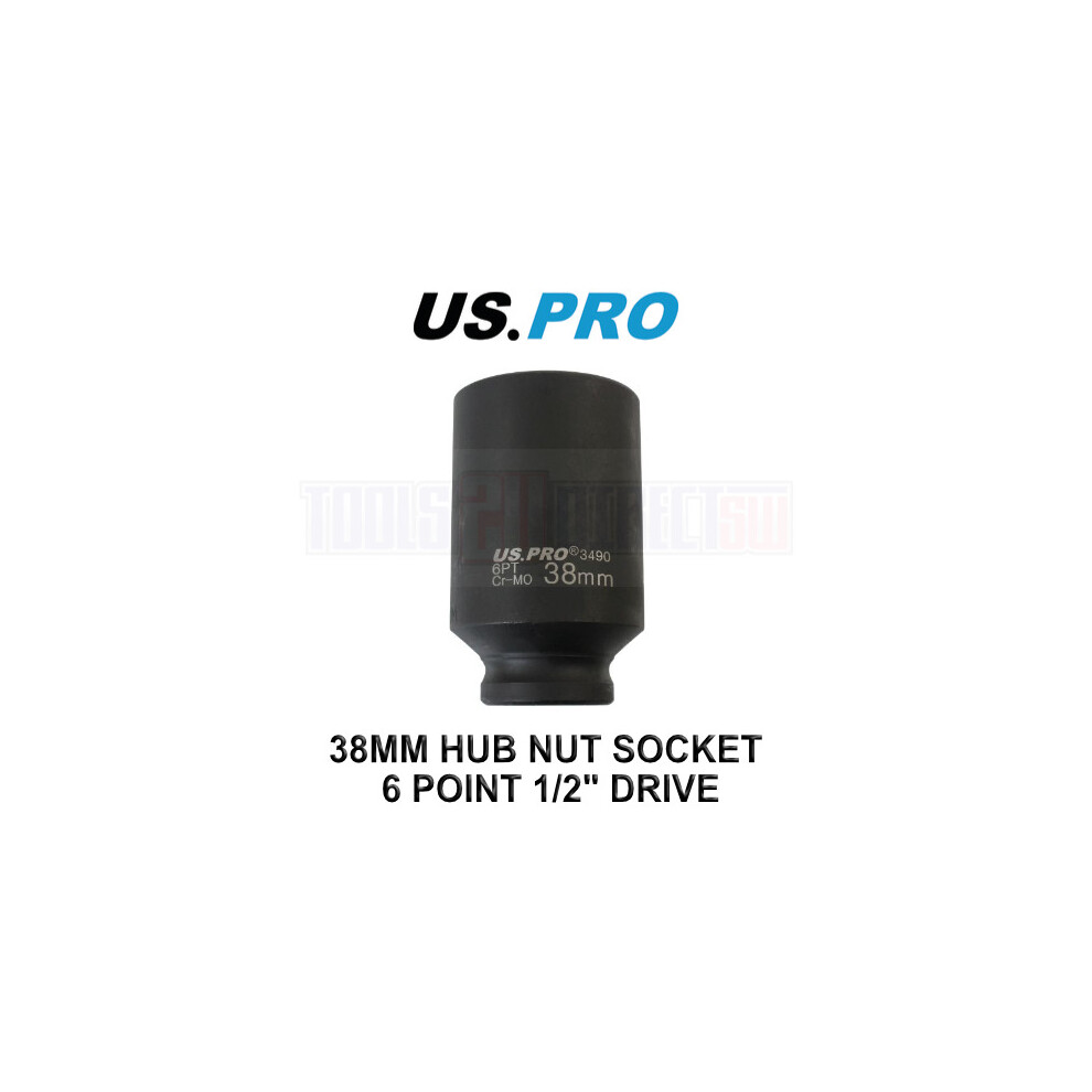Us Pro Tools 38Mm 1/2" Dr 6 Point Deep Hub Nut Socket, Gearbox Etc 3490