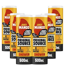 Original Source Mango Shower Gel with 100% Natural Fragrance, Large Vegan Shower Gel, Paraben Free Body Shower Wash, Multipack of 6 x 500 ml