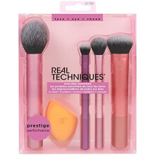REAL TECHNIQUES,5 Count (Pack of 1) Everyday Essentials Makeup Brush Complete Face Set (Miracle Complexion Sponge, Expert Face, Blush, Setting and