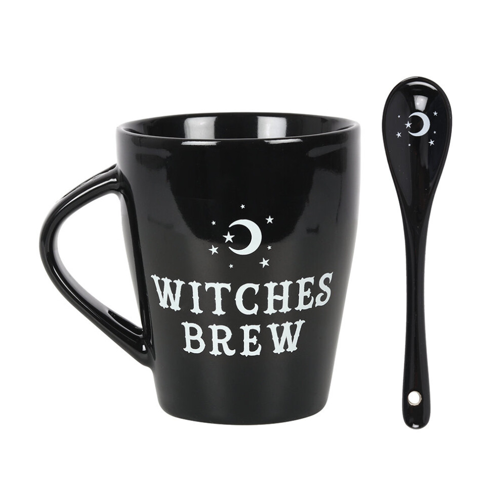 Spirit Of Equinox Black Mug & Spoon Set Witches Brew Gothic Pagan Wiccan Halloween Boxed
