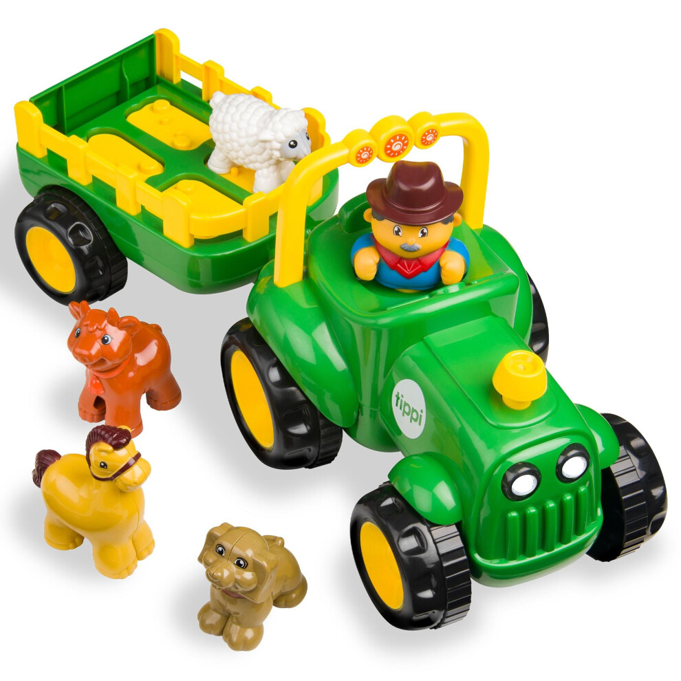 Tippi Drive Along Farm Animals Tractor & Trailer Playset