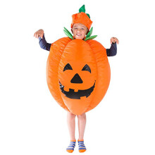 Kids Halloween Pumpkin Inflatable Costume - Battery-Operated Cosplay Suit with Free Pumpkin Hat, Fits Ages 5-11 (Requires 4xAA batteries)