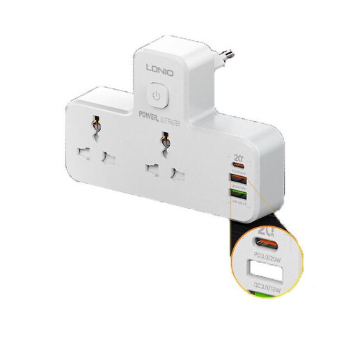 (UK plug) Outlet Extender Multi Sockets With Usb Type C 20w Pd And Qc 3.0 Wall Plug Adapter