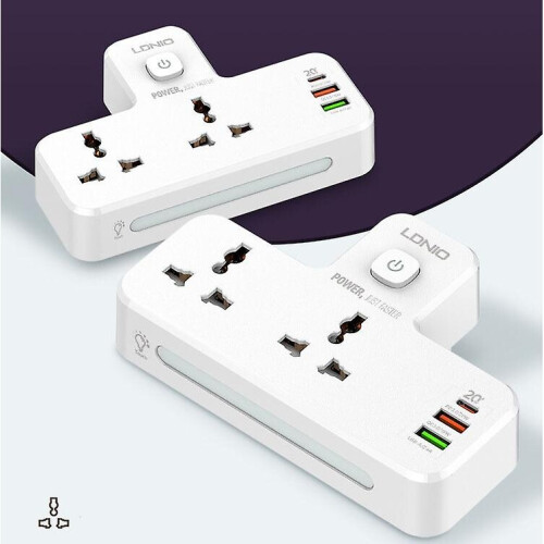 (UK plug) Outlet Extender Multi Sockets With Usb Type C 20w Pd And Qc 3.0 Wall Plug Adapter 1