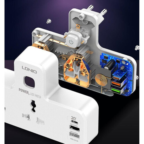 (UK plug) Outlet Extender Multi Sockets With Usb Type C 20w Pd And Qc 3.0 Wall Plug Adapter 2