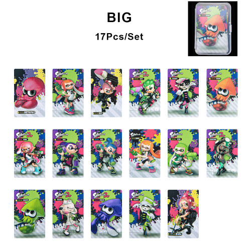 (Big) 17 pcs PVC NFC Tag Game Cards Splatoon 2 Octoling Octopus For Switch