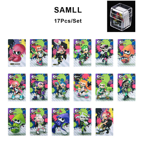 (Small) 17 pcs PVC NFC Tag Game Cards Splatoon 2 Octoling Octopus For Switch