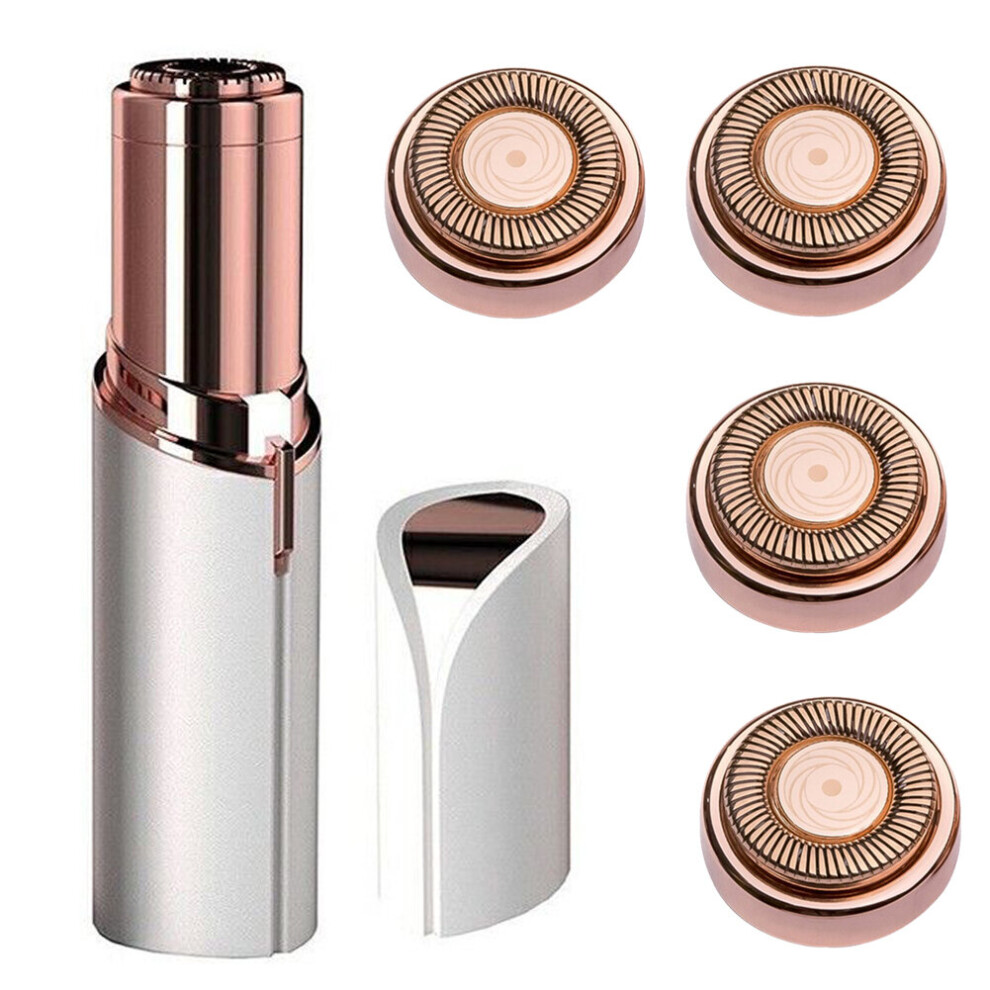 Womens Facial Hair Remover With 4 Replacement Heads Usb Rechargeable-image