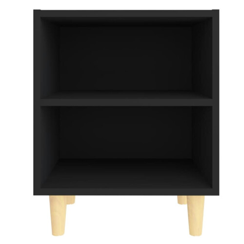 VidaXL vidaXL Bed Cabinet with Solid Wood Legs Black Side Bedroom Table Nightstand 2