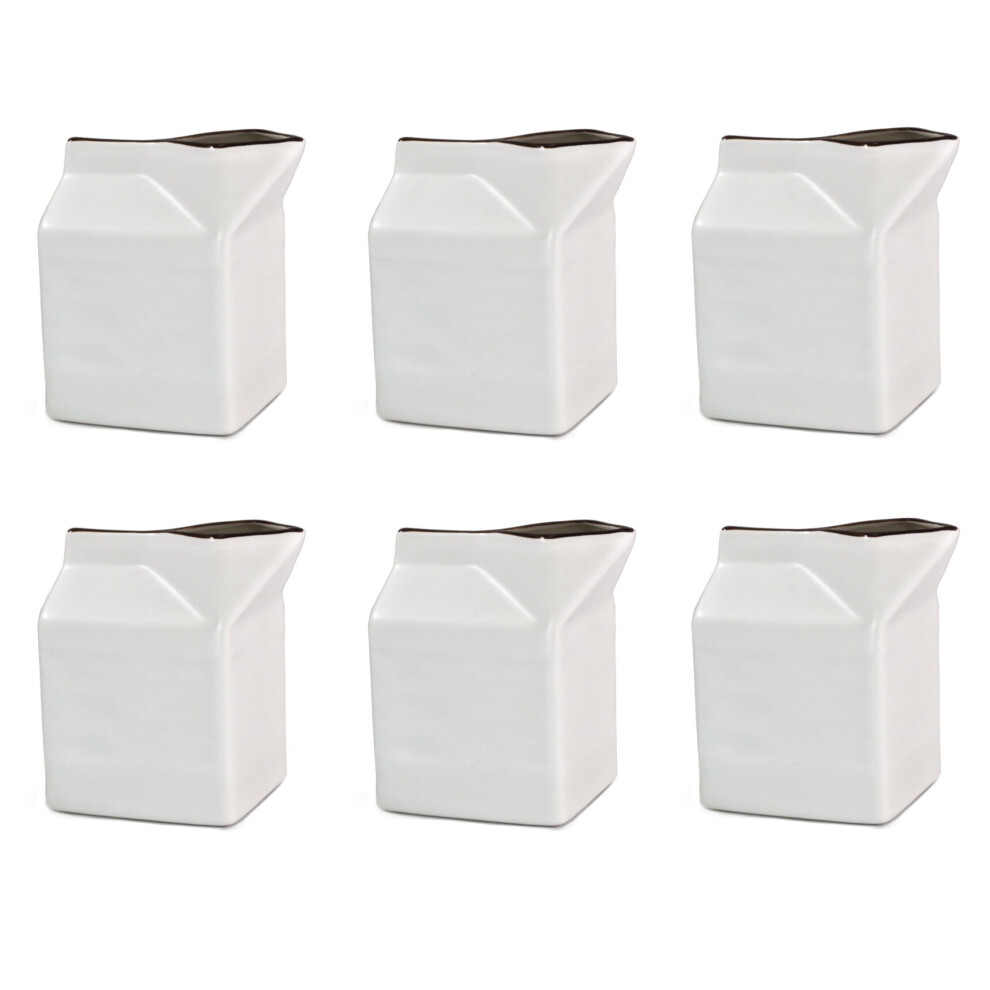 (White) 6 x SCHOOL STYLE PORCELAIN MILK CARTONS 200ML