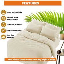(Cream, Single) Teddy Bear Duvet Quilt cover Super Soft Warm Cozy Tempretur Control Bedding Set With Pillow Cases