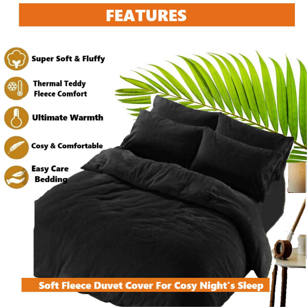 (Black, King) Teddy Bear Duvet Quilt cover Super Soft Warm Cozy Tempretur Control Bedding Set With Pillow Cases