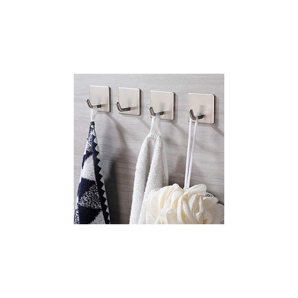 Js Self-Adhesive Hooks - Stainless Steel Wall Hangers For Towels, Robes & More | Waterproof, Rust-Resistant, No-Drill Installation On Tile/Glass 797550977974