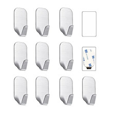Kiemeu Small Sticky Hooks For Hanging Extra Strong Self Adhesive Hooks Heavy Duty Stick On Hooks For Walls,Wall Hangers Without Nails,Pack Of 10