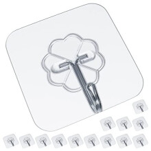 Vebel 14-Piece Self-Adhesive Hooks Set - Extra-Strong, No-Drill Wall Hangers, Waterproof & Heat-Resistant, Stick-On Heavy-Duty Hooks (60x60mm)