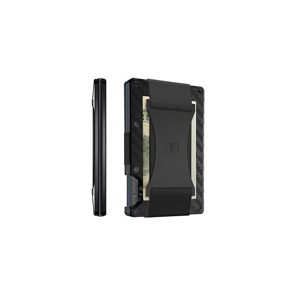 The Ridge Wallet Authentic | Minimalist Carbon Fiber RFID Blocking Wallet - Carbon Fiber with Cash Strap | Wallet for Men | RFID Minimalist