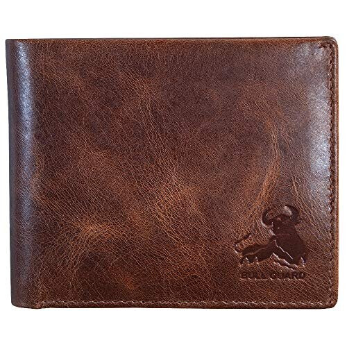 Mens RFID Blocking Bifold Wallet Soft Genuine Leather Brown Western