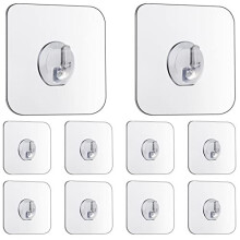 Magic Hooks, Transparent Self-Adhesive Hook Removable Without Nails Heavy Duty Sticky Hooks for Kitchen, Bathroom, Door Wall,10 Pack Black gyg8-