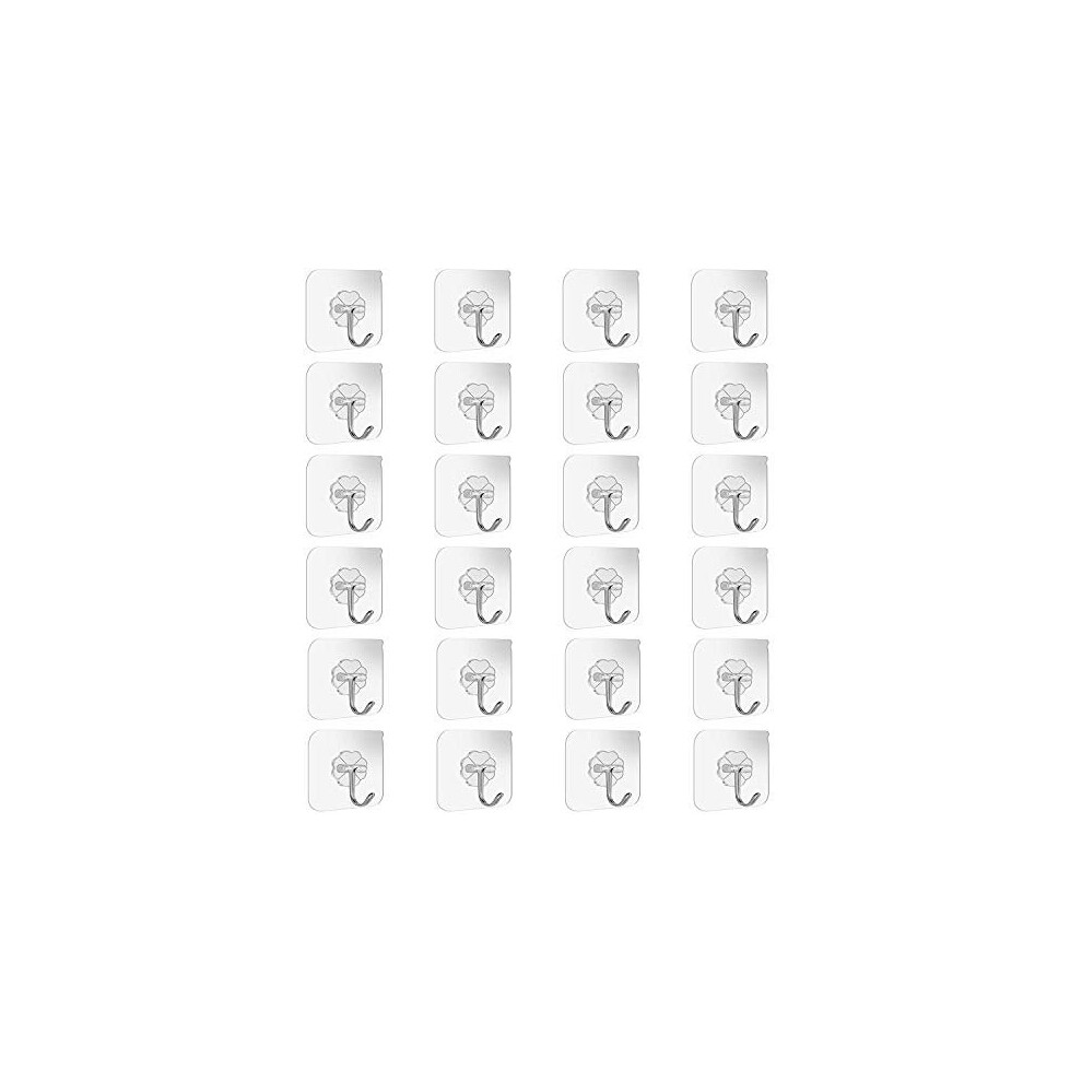 Adhesive Wall Hooks Bathroom Kitchen 24 Packs Heavy Duty 22Lb(Max) Nail Free Sticky Hangers With Stainless Hooks Utility Towel Bath Ceiling Hook 721996981479