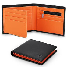 TEEHON Wallets Mens Slim Genuine Leather RFID Blocking Wallet Mens with 11 Card Holder, 2 banknote compartments, Coin Pocket, ID Window, Mi