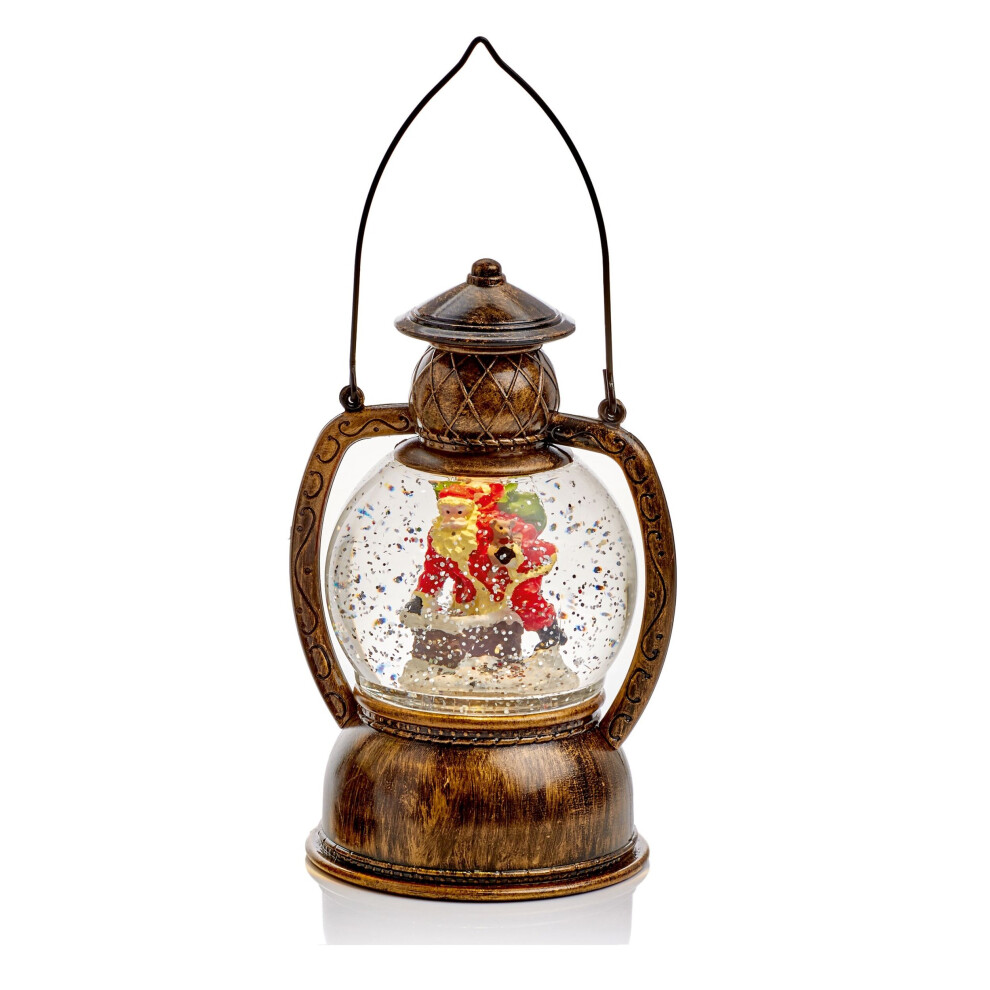 Premier Santa Christmas Water Spinner Lantern With Warm Led White/Light