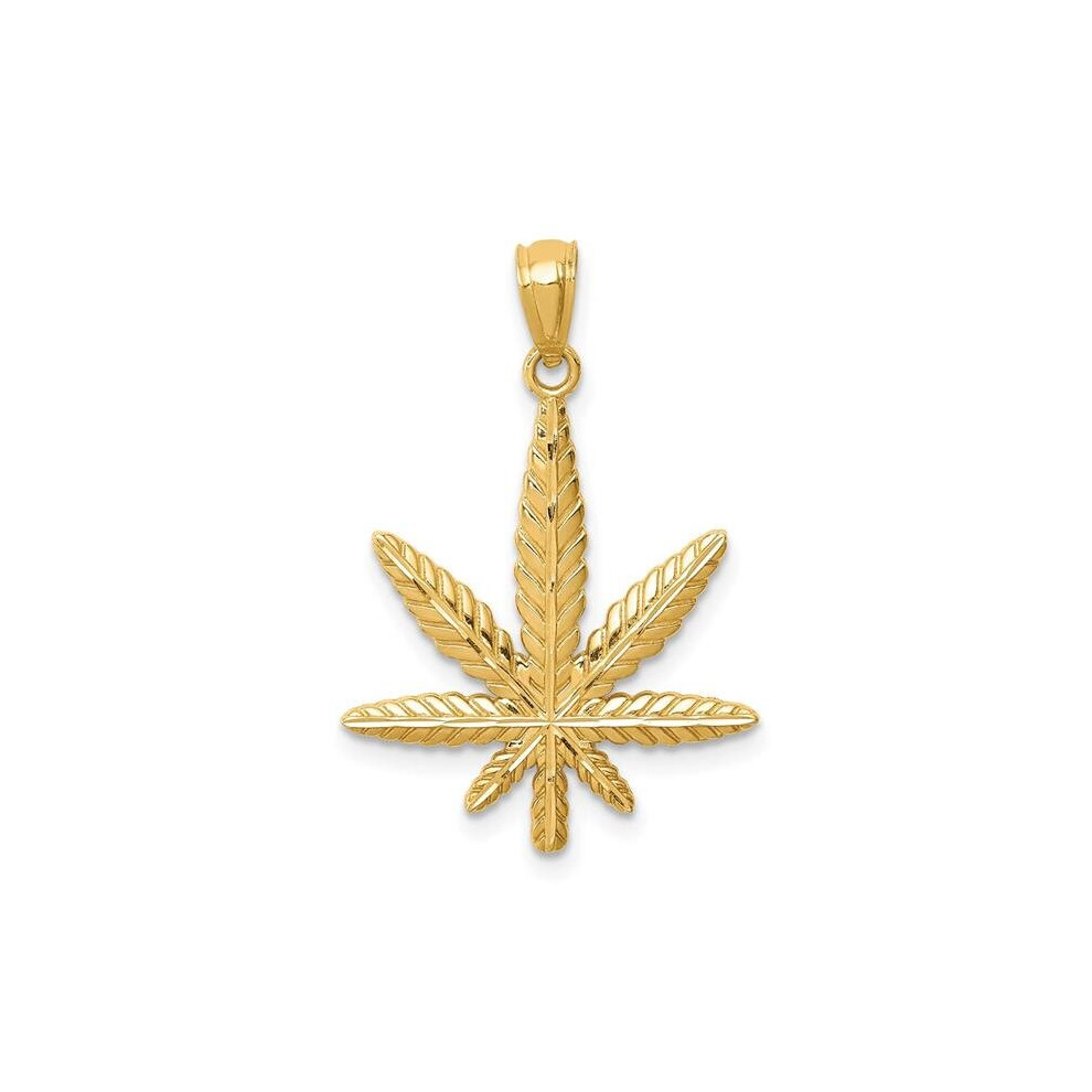 Quality Gold C4642 14K Yellow Gold Leaf Pendant