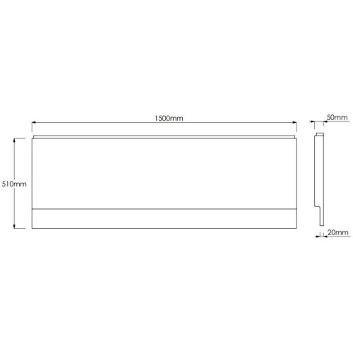 Side Bath Panel White Gloss Essentials Range Strong Acrylic Modern Panel