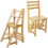 Bamboo Folding Fold Up Library Step Ladder Chair Home Kitchen Office 7